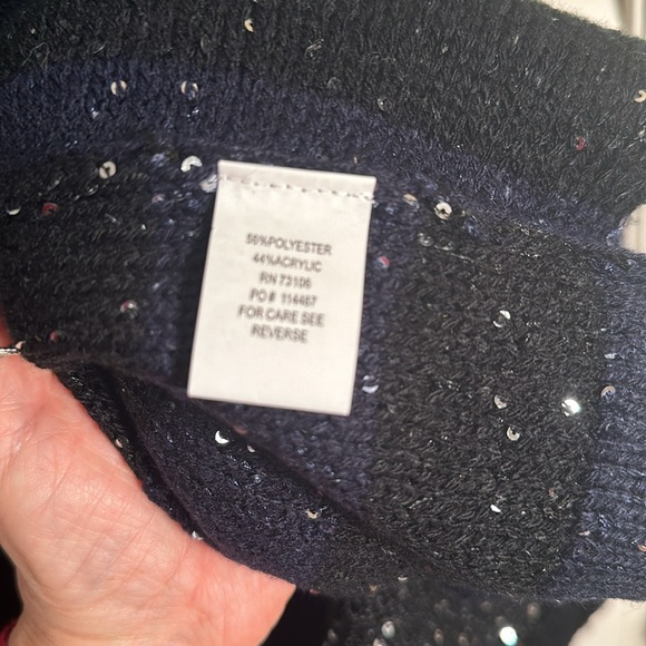 Joan Boyce Cardigan Blue/Black Stripe with Sequins Medium NWT - Picture 9 of 10